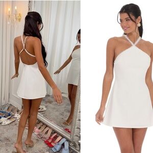 Lucy in The Sky Pearl Halter Dress in White NWT